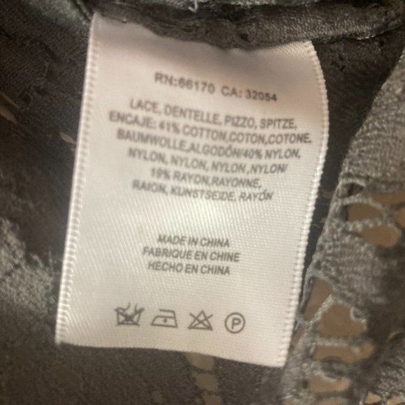 BHLDN Jenny Yoo Cleo Lace Crop Top in Dark Charcoal Smoke Grey Gray - Medium - Picture 4 of 6